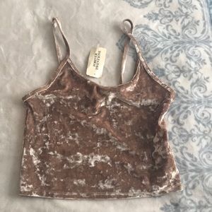 Golden tan crushed velvet crop top